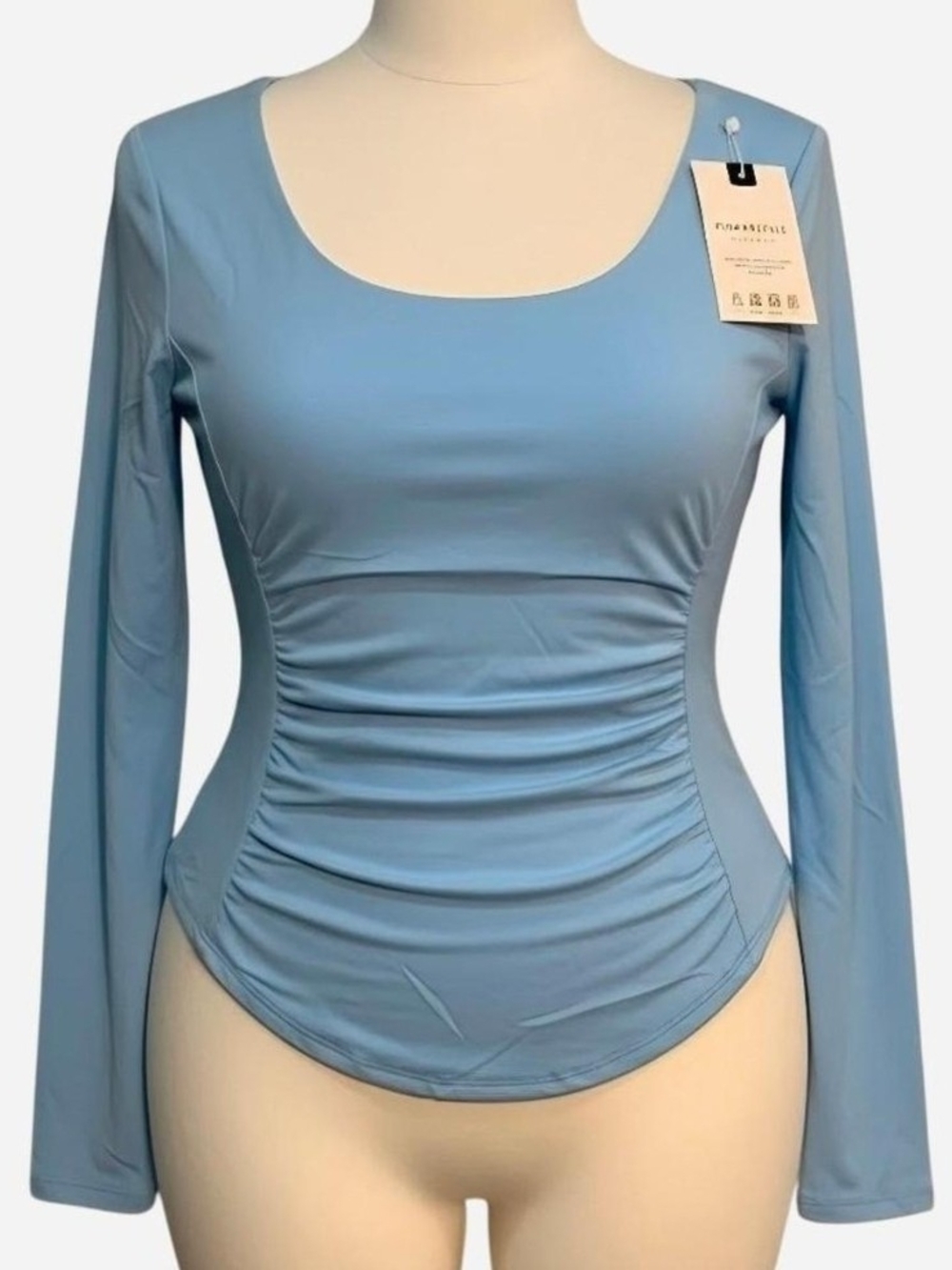 Light Blue Gathered Waist Top